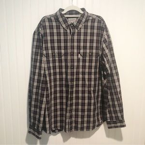 Carhartt Blue And Red Plaid Long Sleeve Button Up Shirt